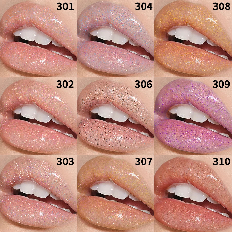 KAFURUX Sweet Sparkling Mirror Lip Glaze – Transparent Water-Gloss Shimmer Lip Tint in 10 Color Variants (1 pc)