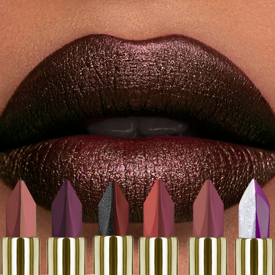 Two tone glitter &matte lipstick purple black lip stick discolocration sexy red rose moisturizing lip makeup lip tint lip glos