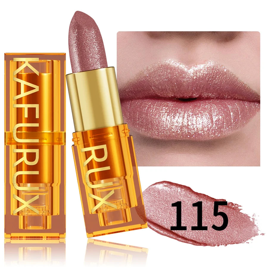 16 colors Bold& Intense Glitter Shiny Metallic Lipstick Pearlescent Lip Tint, Long lasting Lip Makeup Gifts for Women Cosmetics