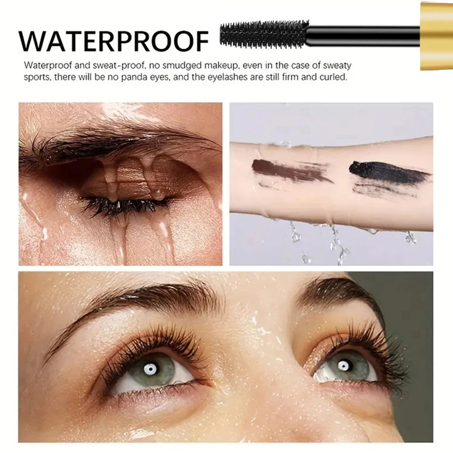 KAFURUX Black 4D Waterproof Fiber Mascara – Long Lasting Curling & Thickening Liquid Formula for Voluminous Eyelashes
