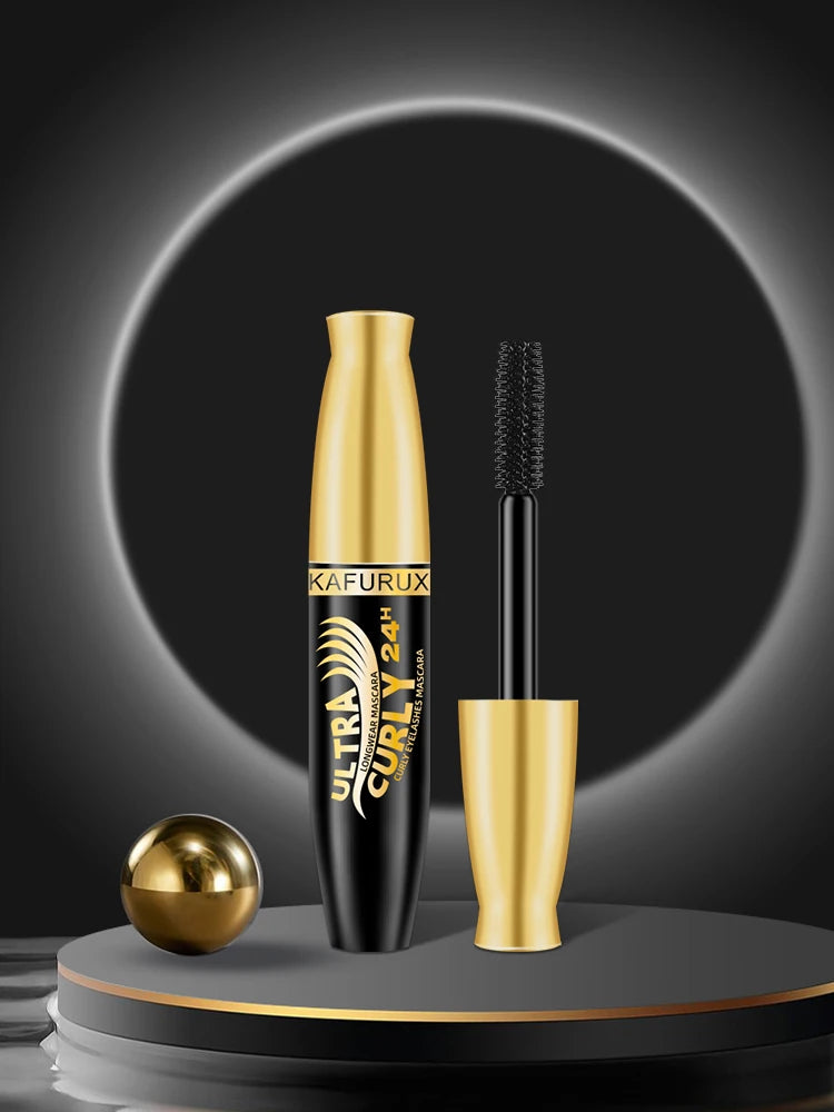 KAFURUX Black 4D Waterproof Fiber Mascara – Long Lasting Curling & Thickening Liquid Formula for Voluminous Eyelashes