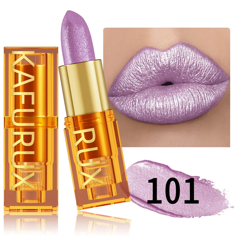 16 colors Bold& Intense Glitter Shiny Metallic Lipstick Pearlescent Lip Tint, Long lasting Lip Makeup Gifts for Women Cosmetics