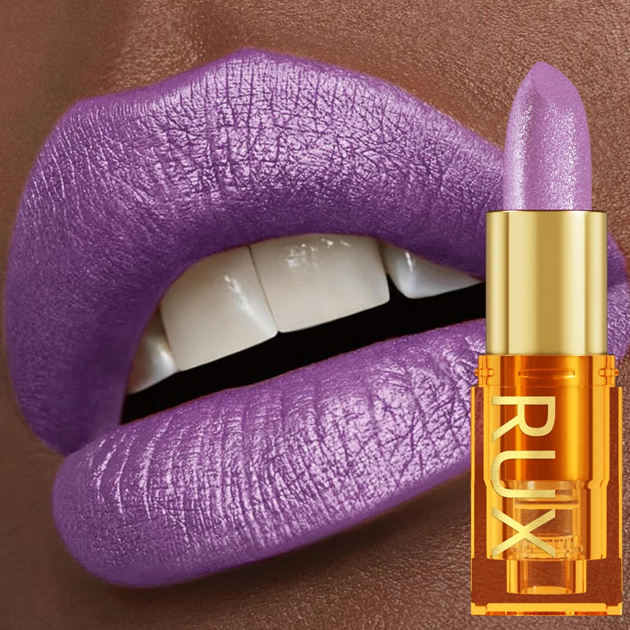 16 colors Bold& Intense Glitter Shiny Metallic Lipstick Pearlescent Lip Tint, Long lasting Lip Makeup Gifts for Women Cosmetics