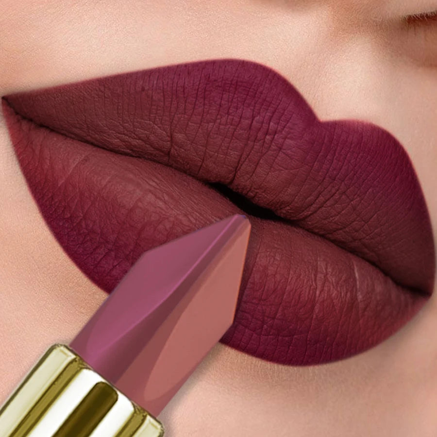 Two tone glitter &matte lipstick purple black lip stick discolocration sexy red rose moisturizing lip makeup lip tint lip glos
