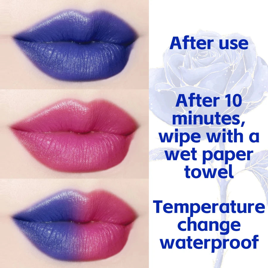 1pc temperature color change rose lipstick waterproof female makeup sexy lip tint lip gloss cosmetics gifts profession lipstick