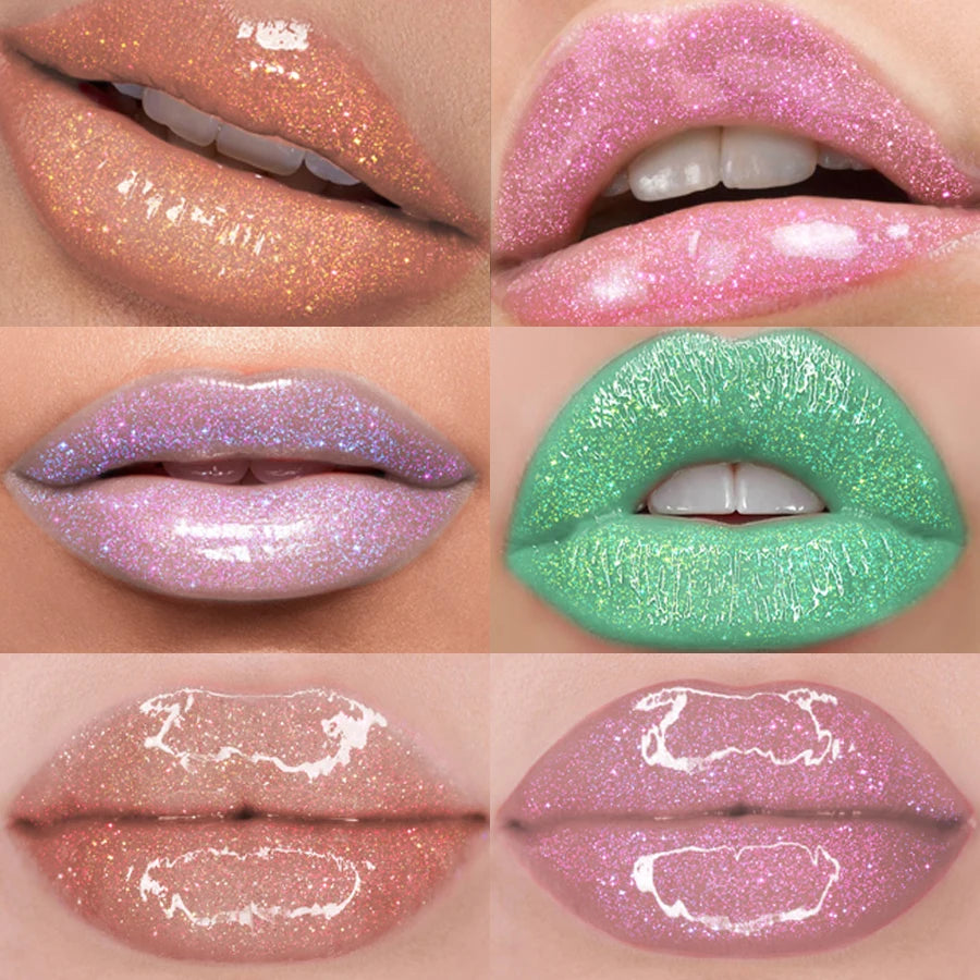 KAFURUX 1pc Diamond Shimmer Glitter Lip Gloss – Moisturizing Liquid Lip Gloss in 9 Pearl and Glitter Shades