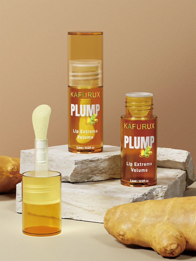 1PC Ginger Lip Balm Turmeric Lip Plumper Oil Radiant Fuller Lips for Smoother,Plumping Lip Volumizing Serum Sexy Lip Makeup