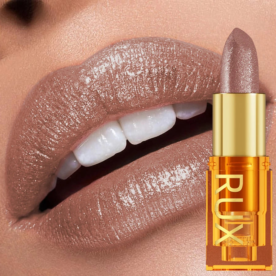 16 colors Bold& Intense Glitter Shiny Metallic Lipstick Pearlescent Lip Tint, Long lasting Lip Makeup Gifts for Women Cosmetics