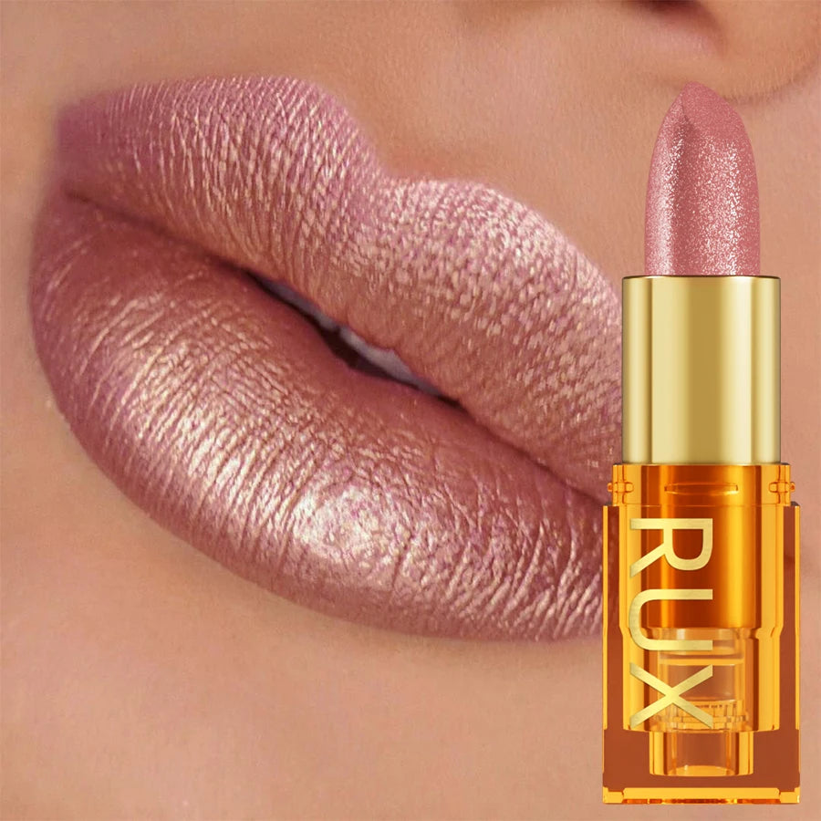 16 colors Bold& Intense Glitter Shiny Metallic Lipstick Pearlescent Lip Tint, Long lasting Lip Makeup Gifts for Women Cosmetics