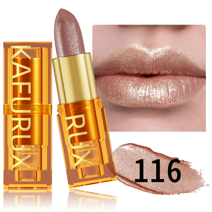 16 colors Bold& Intense Glitter Shiny Metallic Lipstick Pearlescent Lip Tint, Long lasting Lip Makeup Gifts for Women Cosmetics