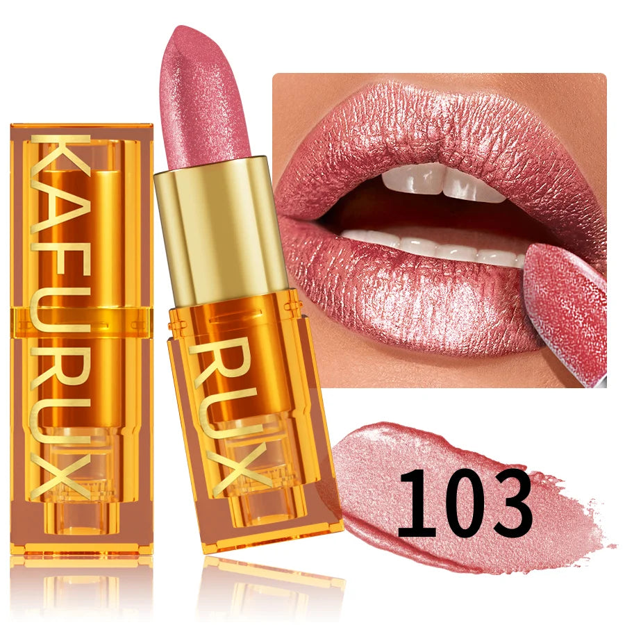 16 colors Bold& Intense Glitter Shiny Metallic Lipstick Pearlescent Lip Tint, Long lasting Lip Makeup Gifts for Women Cosmetics