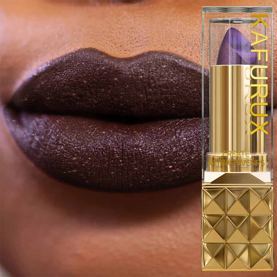 1pc Sexy Glitter Shiny Brow Red Lipstick Metallic Lip Tint, Long Lasting Lip Senior Matte Lip Makeup Gifts for Women Cosmetics