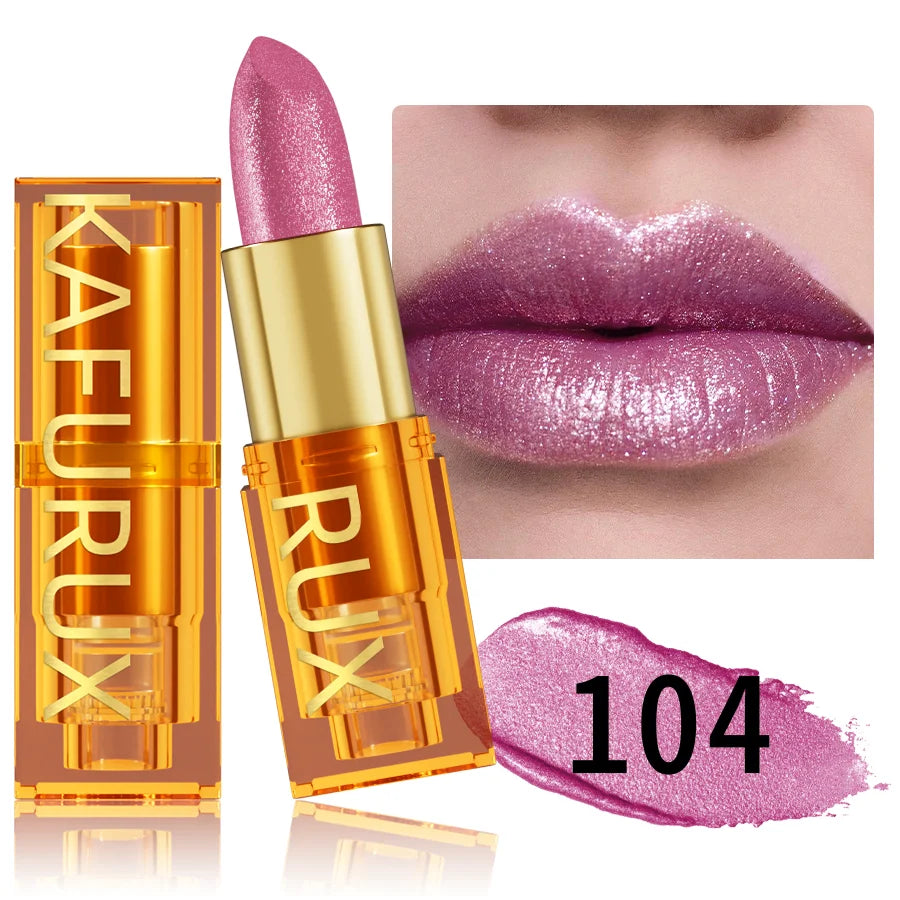 16 colors Bold& Intense Glitter Shiny Metallic Lipstick Pearlescent Lip Tint, Long lasting Lip Makeup Gifts for Women Cosmetics