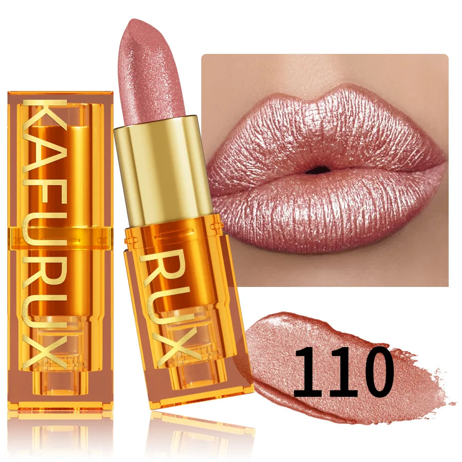 16 colors Bold& Intense Glitter Shiny Metallic Lipstick Pearlescent Lip Tint, Long lasting Lip Makeup Gifts for Women Cosmetics