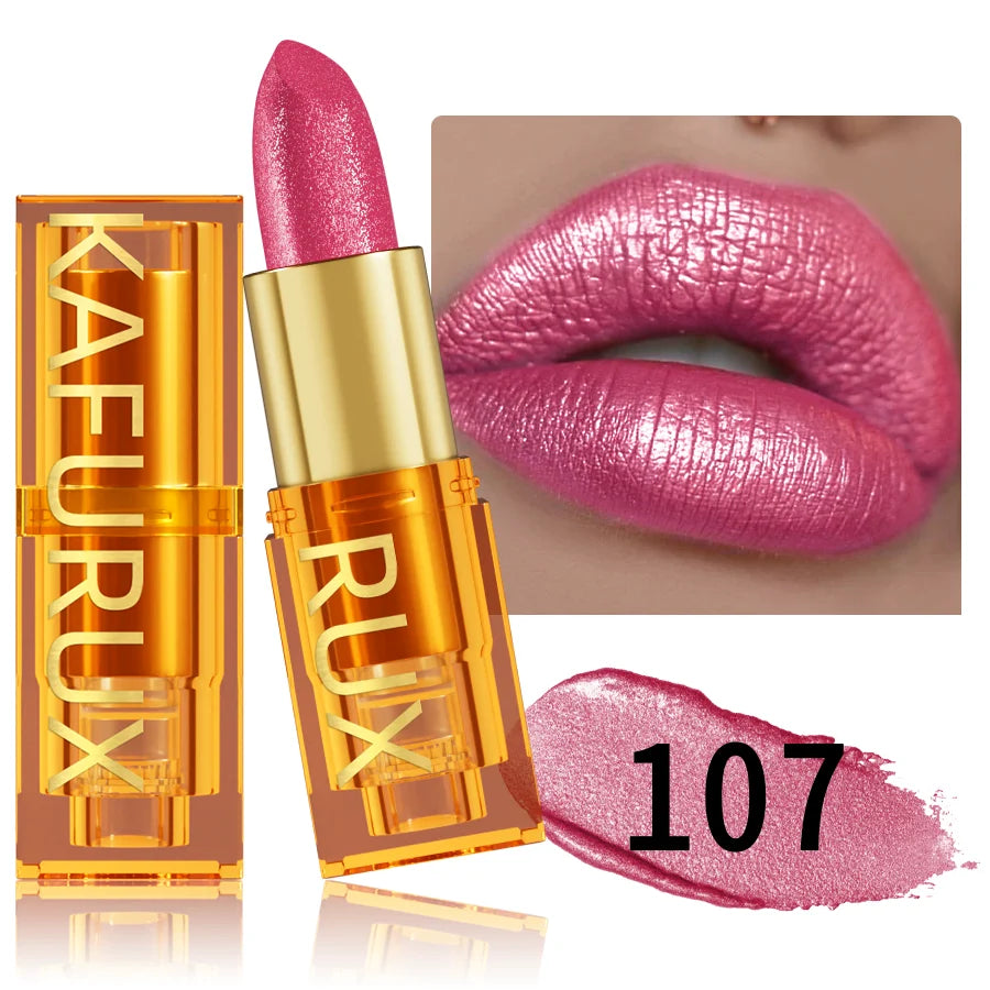 16 colors Bold& Intense Glitter Shiny Metallic Lipstick Pearlescent Lip Tint, Long lasting Lip Makeup Gifts for Women Cosmetics