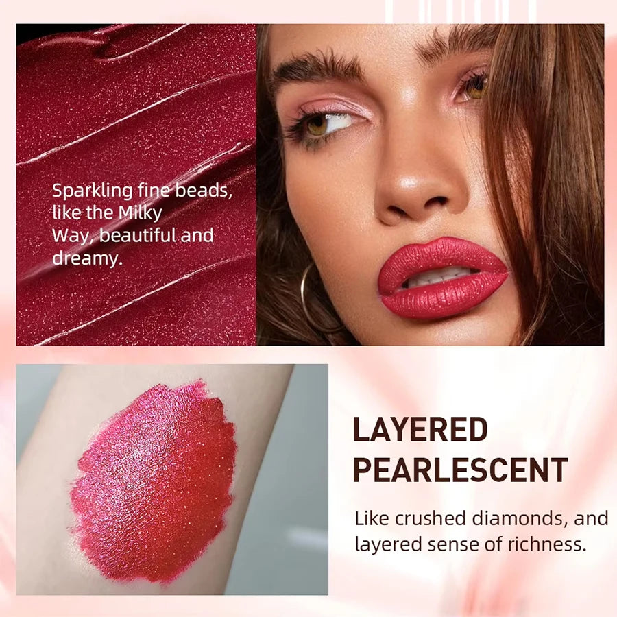 KAFURUX Glitter Diamond Lipstick – Long Lasting Waterproof Shimmer Lip Tint in Bold Red Rose & Multicolor Shades
