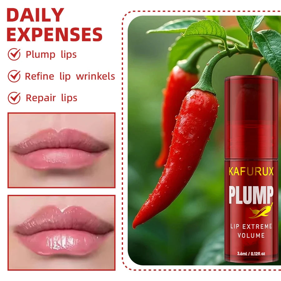 1PC Chili Pepper Lip Plumper Oil Long Lasting Moisturizing Lip Gloss Serum Instant Volumising Essence Oil Lip Makeup for Women