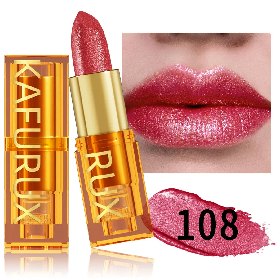 16 colors Bold& Intense Glitter Shiny Metallic Lipstick Pearlescent Lip Tint, Long lasting Lip Makeup Gifts for Women Cosmetics
