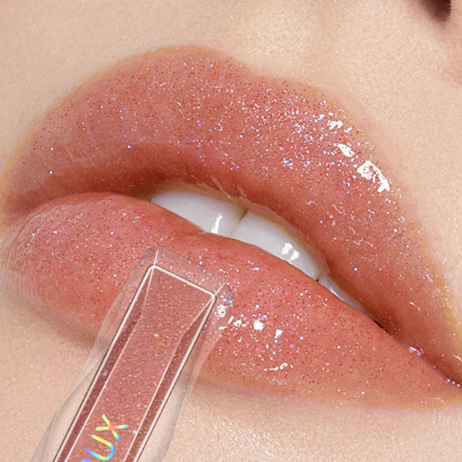 KAFURUX Sweet Sparkling Mirror Lip Glaze – Transparent Water-Gloss Shimmer Lip Tint in 10 Color Variants (1 pc)