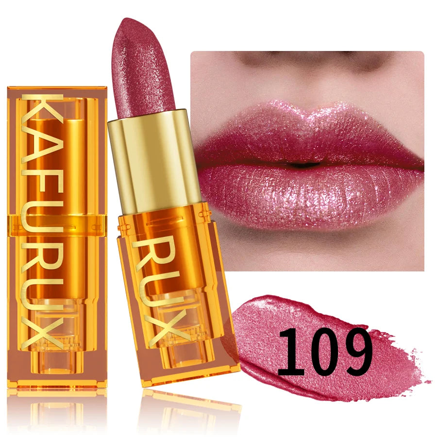 16 colors Bold& Intense Glitter Shiny Metallic Lipstick Pearlescent Lip Tint, Long lasting Lip Makeup Gifts for Women Cosmetics