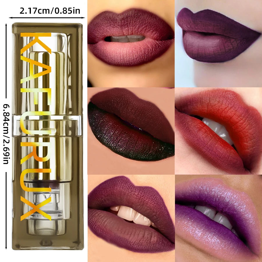 Two tone glitter &matte lipstick purple black lip stick discolocration sexy red rose moisturizing lip makeup lip tint lip glos