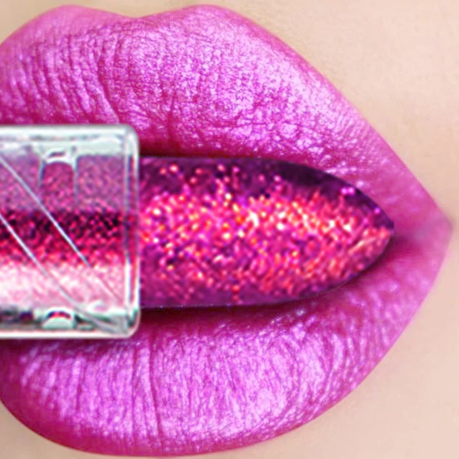 KAFURUX Glitter Diamond Lipstick – Long Lasting Waterproof Shimmer Lip Tint in Bold Red Rose & Multicolor Shades