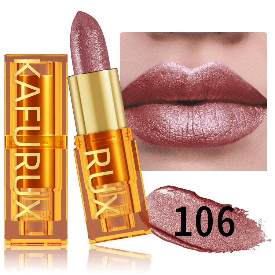 16 colors Bold& Intense Glitter Shiny Metallic Lipstick Pearlescent Lip Tint, Long lasting Lip Makeup Gifts for Women Cosmetics