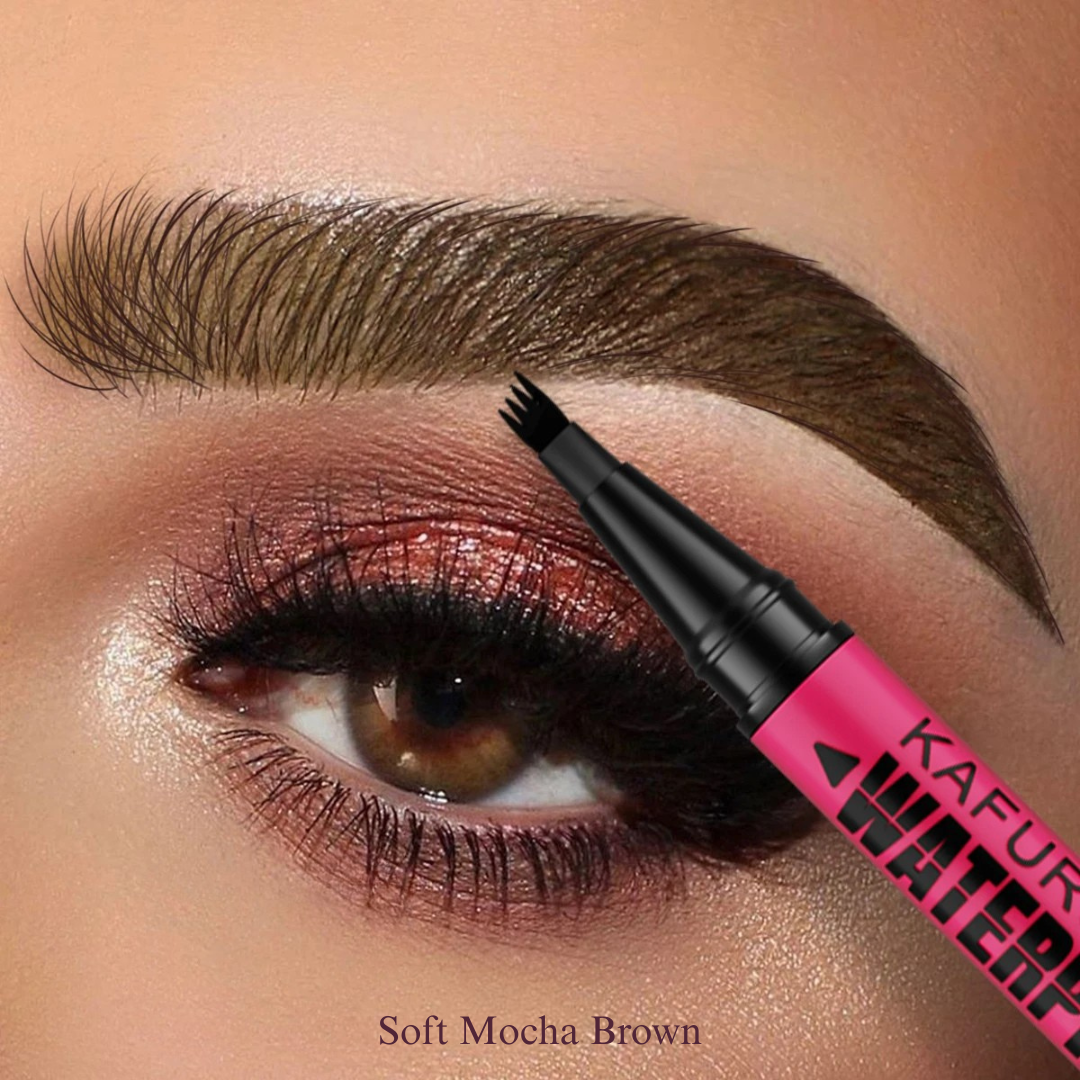 KAFURUX 1pc Waterproof Eyebrow Pen – Microblading 4-Tip Brow Pencil for Natural Hair-Like Strokes in 3 Color Variants