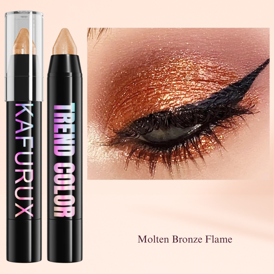 KAFURUX Metallic Glitter Eyeshadow Pen – Waterproof Highlighter Pencil in 19 Smoky & Green Shades (1pc) - Molten Bronze