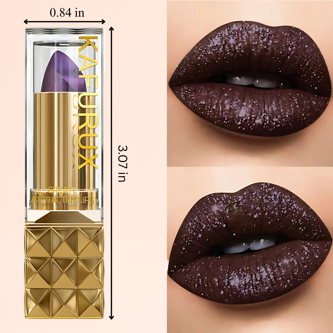 KAFURUX Glitter Plum Metallic Lip Tint – Long-Lasting Shimmer Lip Color for Bold Glam Looks - Glitter Plum Metallic