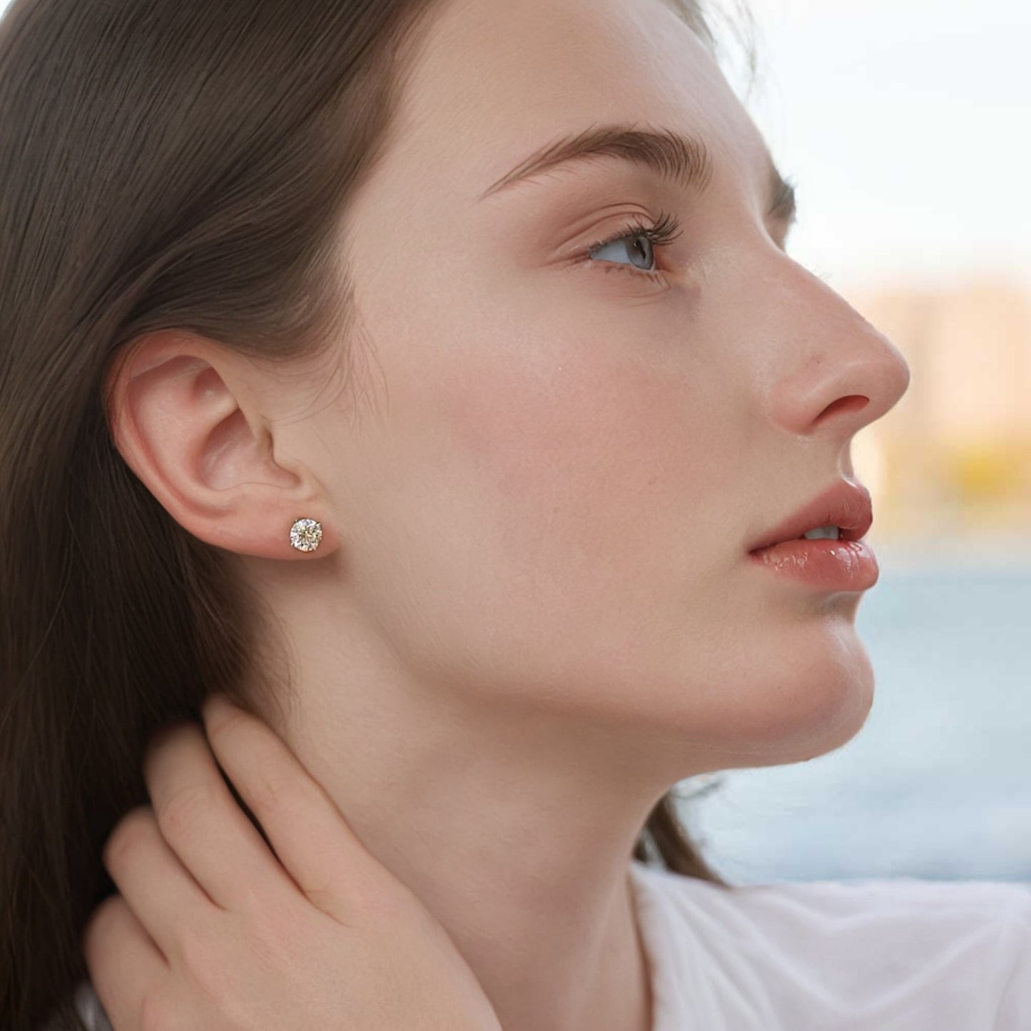 Pendientes de plata de ley con moissanita brillante