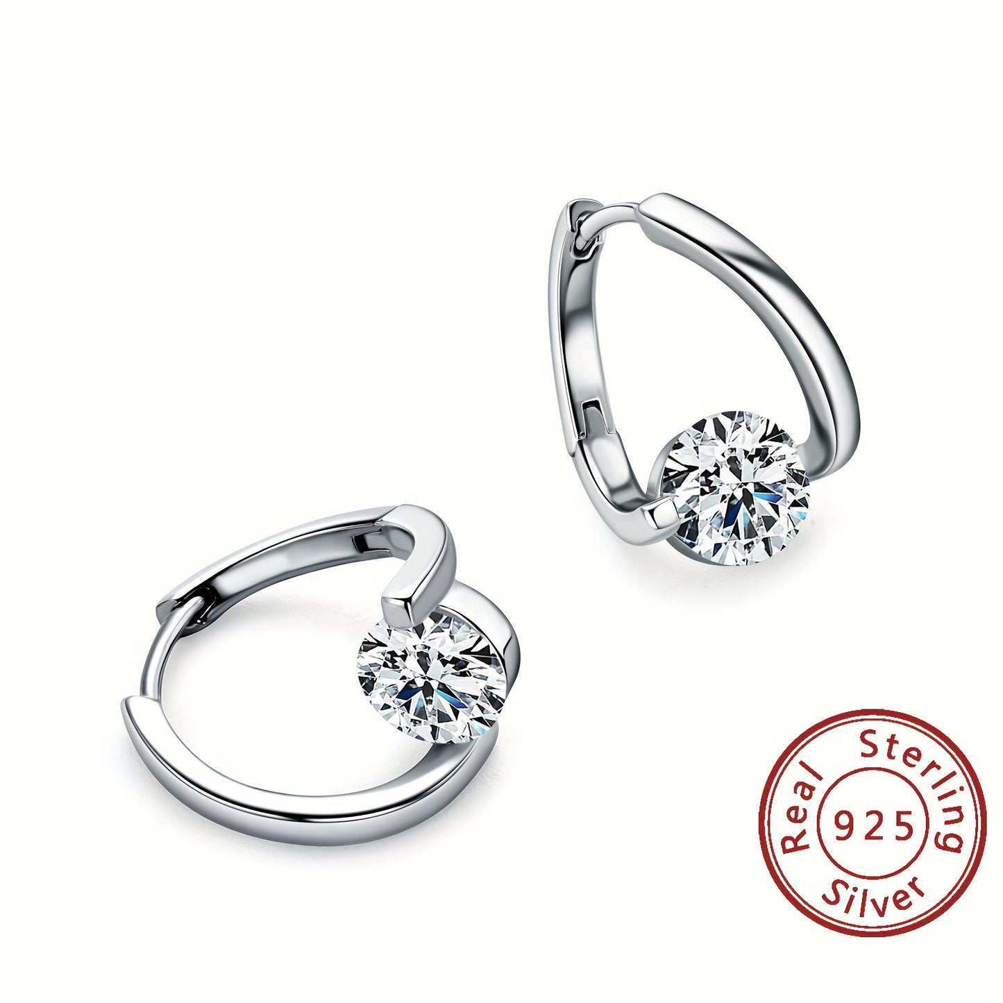 Moissanite Twisted Hoop Earrings – 925 Sterling Silver
