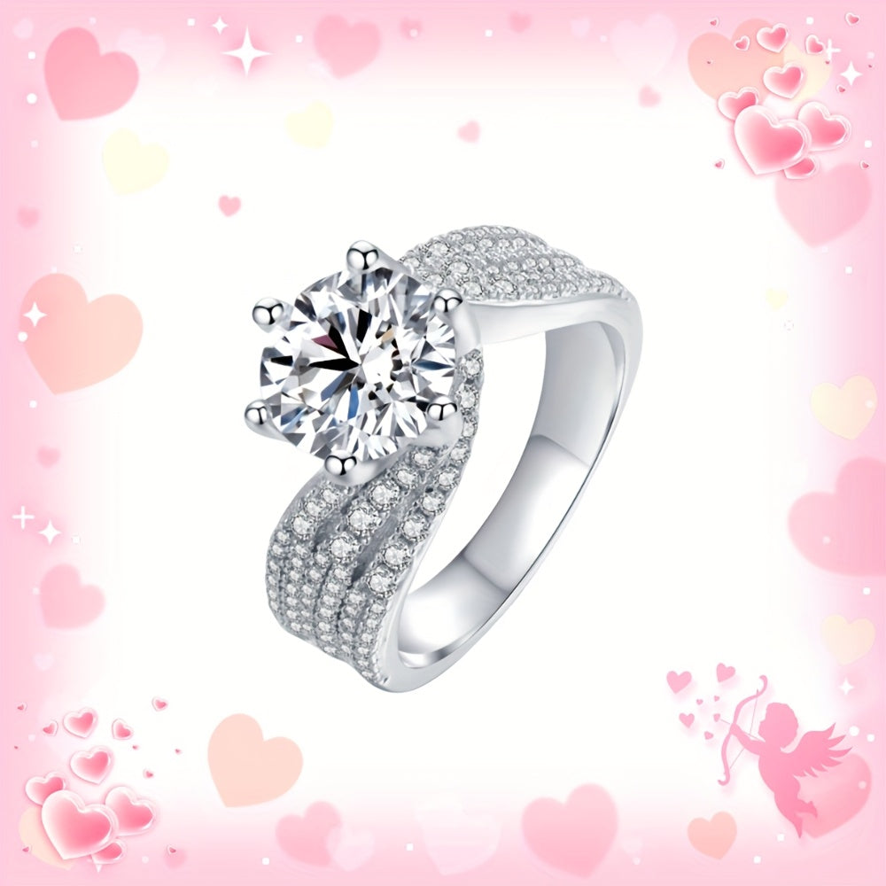 Elegancia radiante: anillo de plata esterlina con moissanita de 3 quilates
