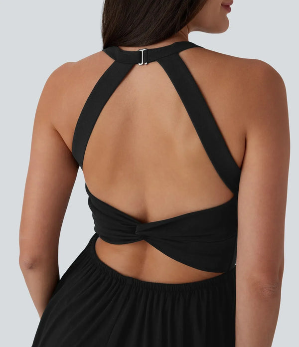Black romper back cutout design for women breathable summer outfit
