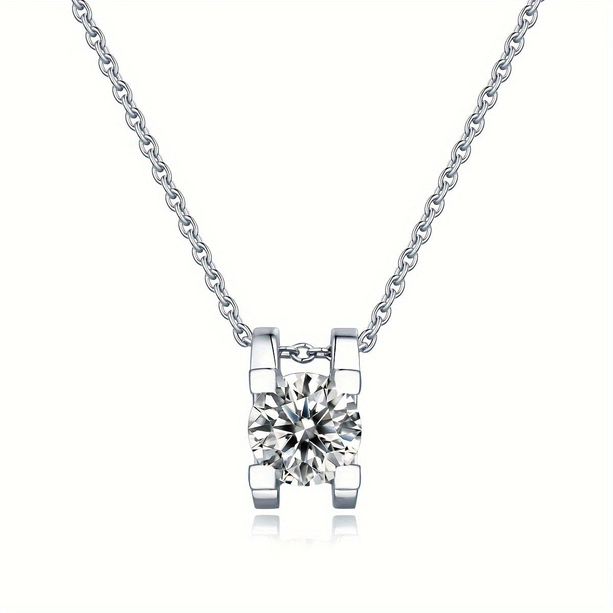 Conjunto Moissanite Sparkle: Pendientes y collar con colgante de plata de ley 925