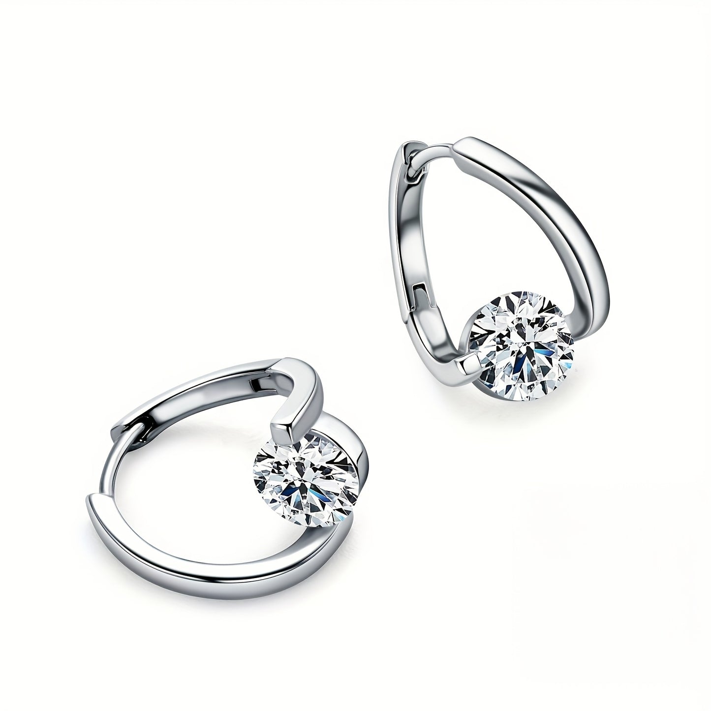 Moissanite Twisted Hoop Earrings – 925 Sterling Silver