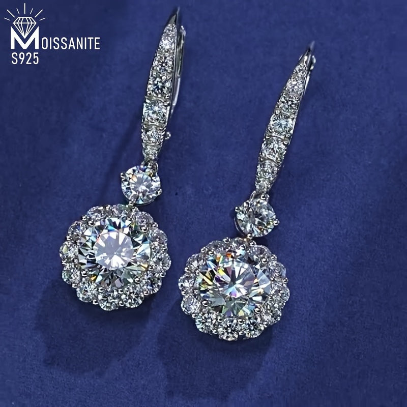 Pendientes de moissanita de 1 quilate en plata de ley 925