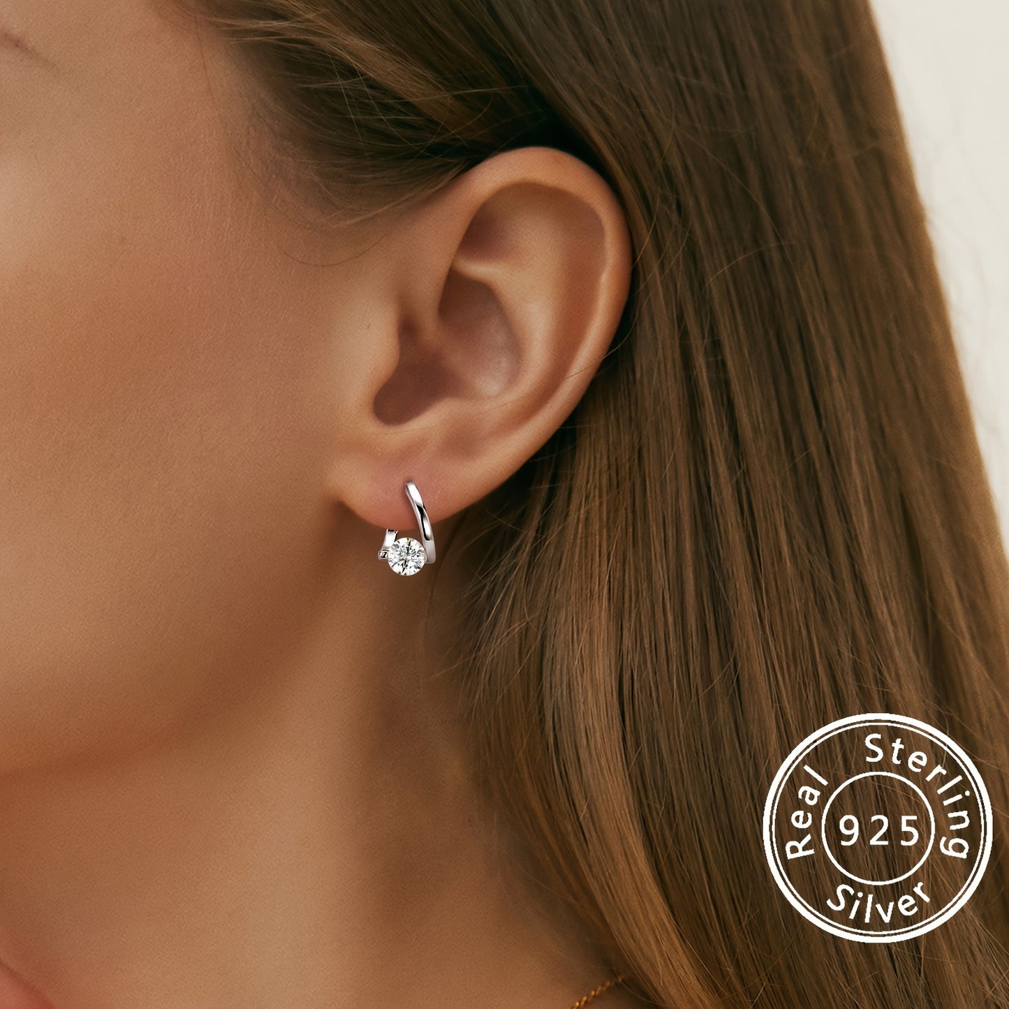 Moissanite Twisted Hoop Earrings – 925 Sterling Silver