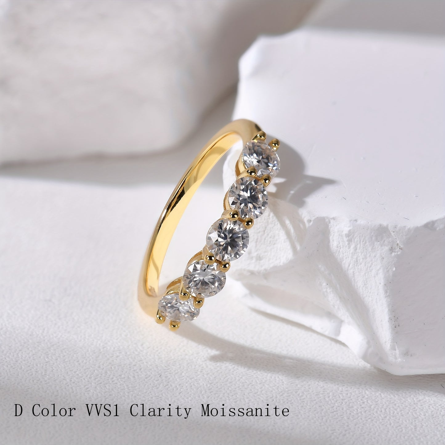 5-Stone Moissanite Wedding Band – 4mm VVS1 Clarity