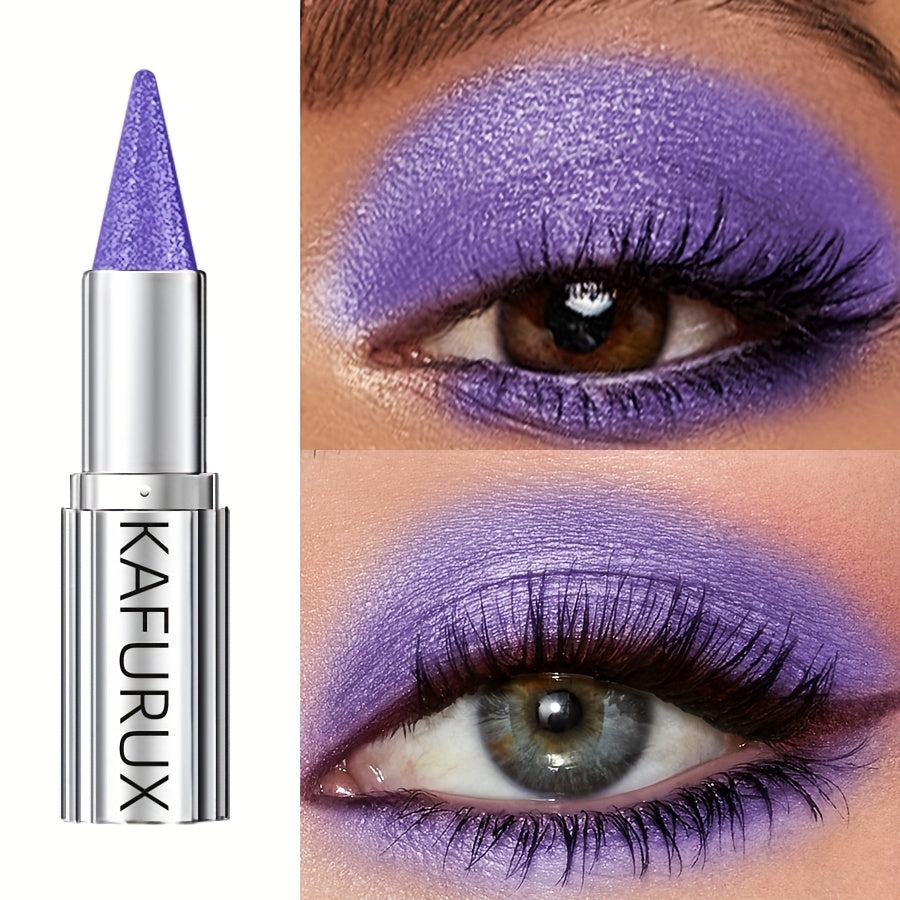 Kaifurx Sparkling Purple Eyeshadow Pencil – Non-Greasy, Pearlescent Glitter Finish, Metallic Tube with Precision Applicator for Dramatic Eye Makeup