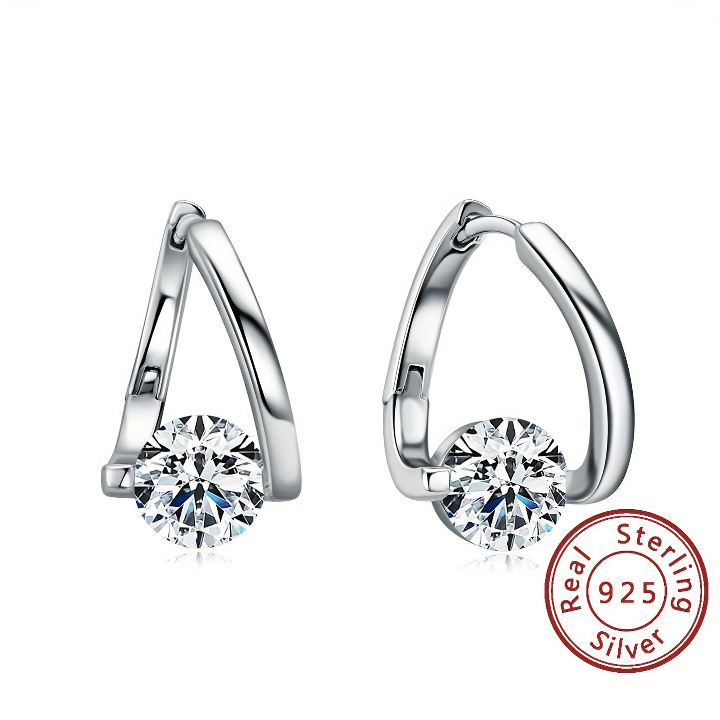 Moissanite Twisted Hoop Earrings – 925 Sterling Silver