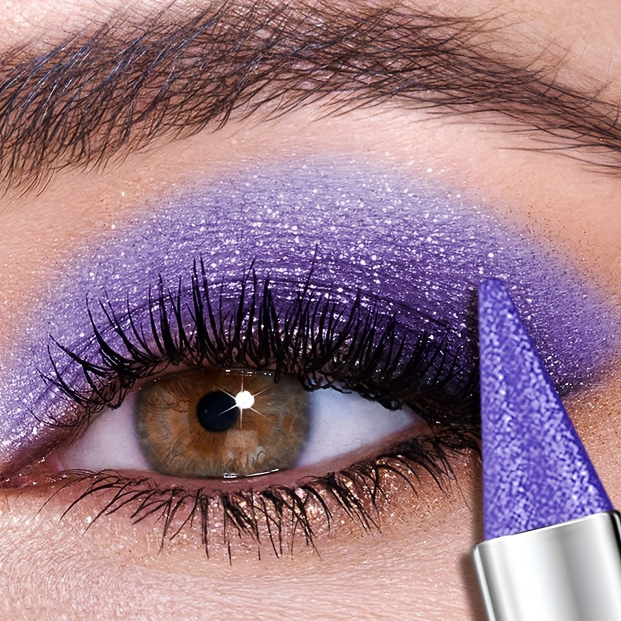 Kaifurx Sparkling Purple Eyeshadow Pencil – Non-Greasy, Pearlescent Glitter Finish, Metallic Tube with Precision Applicator for Dramatic Eye Makeup