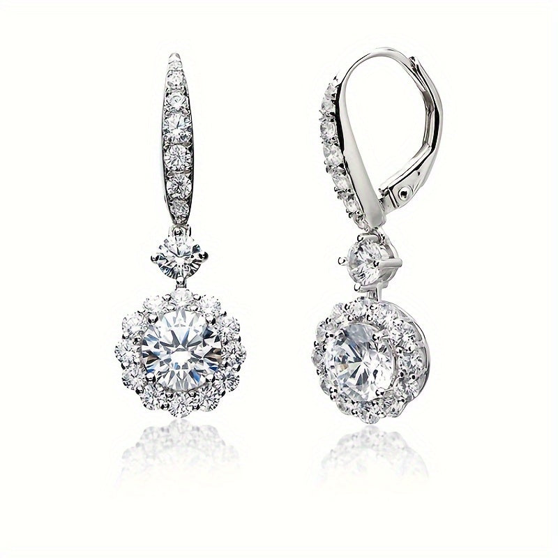 Pendientes de moissanita de 1 quilate en plata de ley 925