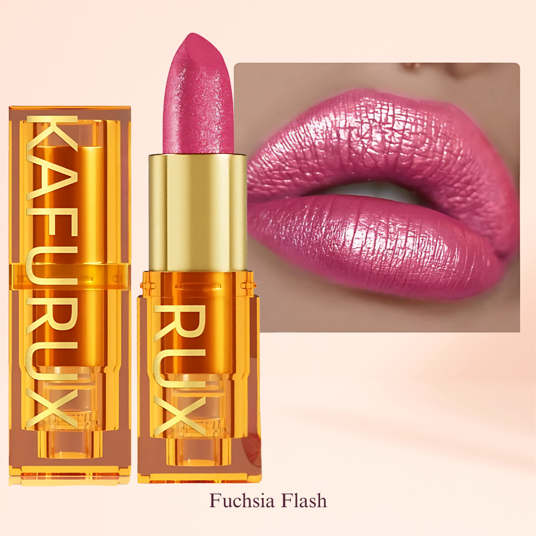 Fuchsia Flash Bold Metallic Lipstick with Product Tube – KAFURUX Moisturizing High-Pigment Lipstick for Women – Long-Lasting, Non-Transfer – USA UK Europe