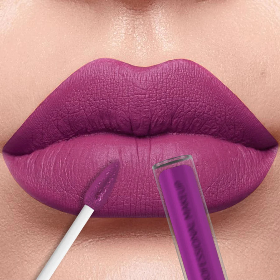 Bold violet matte liquid lipstick – trendy KAFURUX shade for Gen Z in UK, USA, Europe