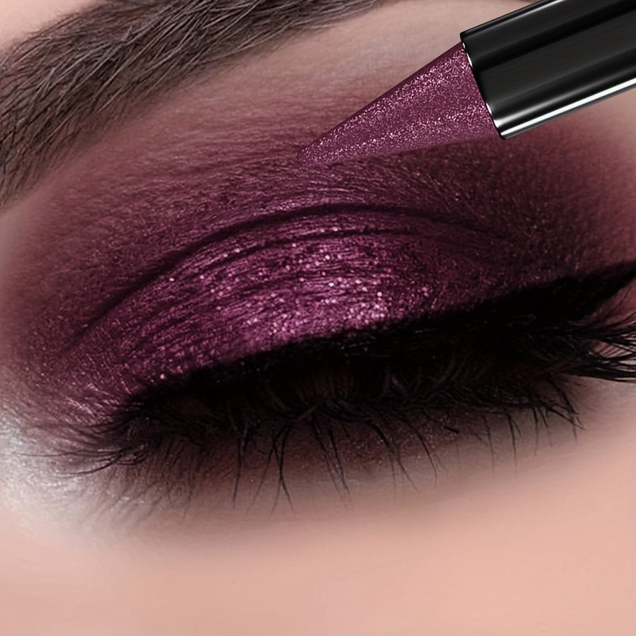 Bold glossy purple lipstick on eyelids with shimmer – KAFURUX USA edition for dramatic eye makeup look