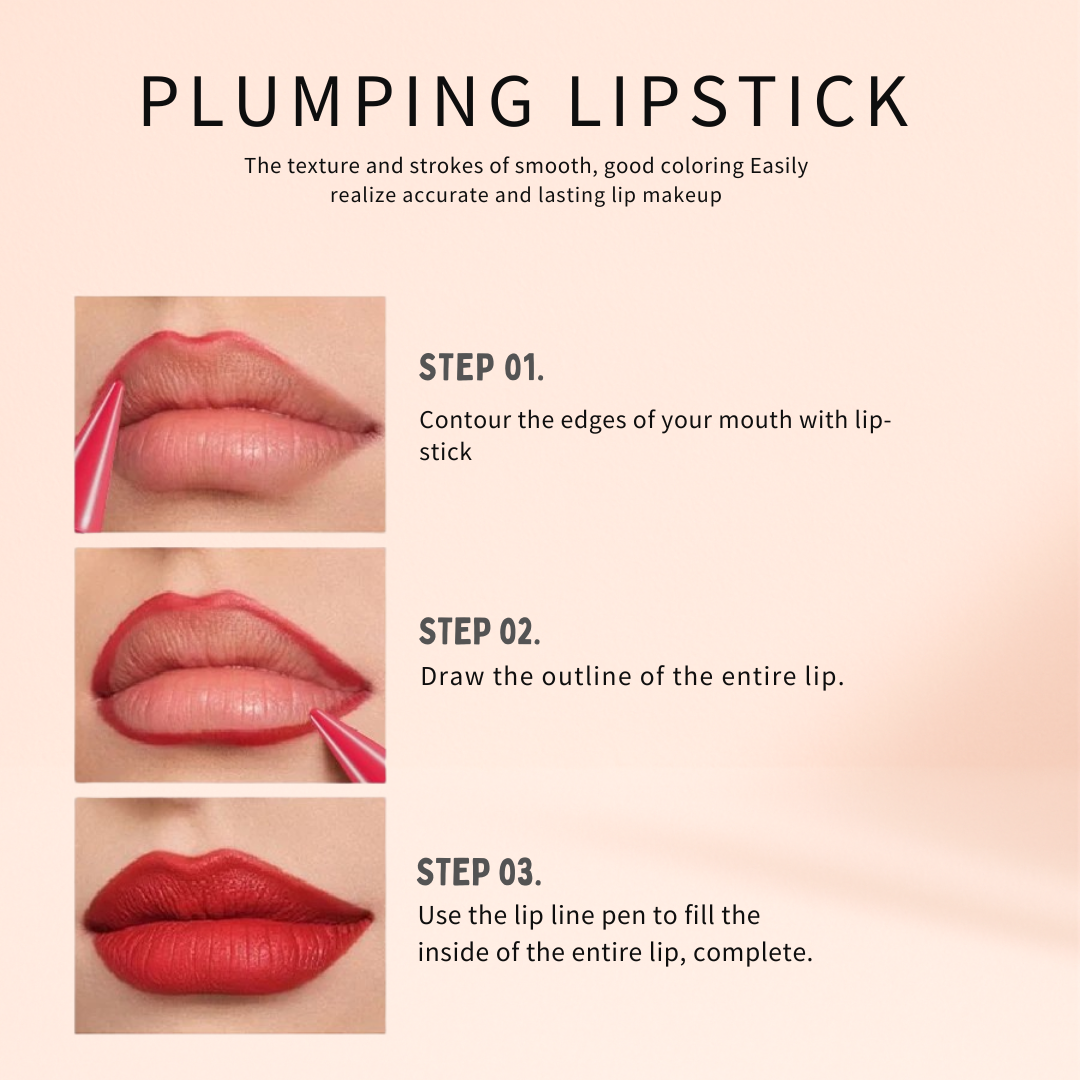 How to apply KAFURUX waterproof matte lipstick pen step-by-step for perfect lip contouring