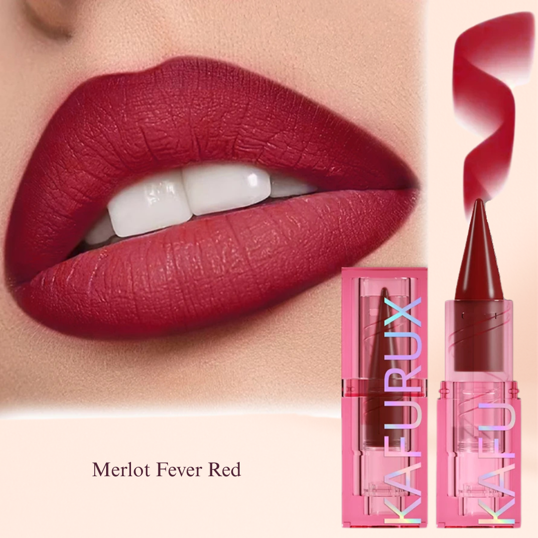 Merlot Fever Red lipstick by KAFURUX – elegant dark red matte finish