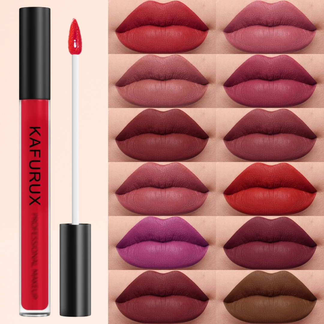 KAFURUX red matte lipstick with swatches – long-lasting lip tint for UK, USA women