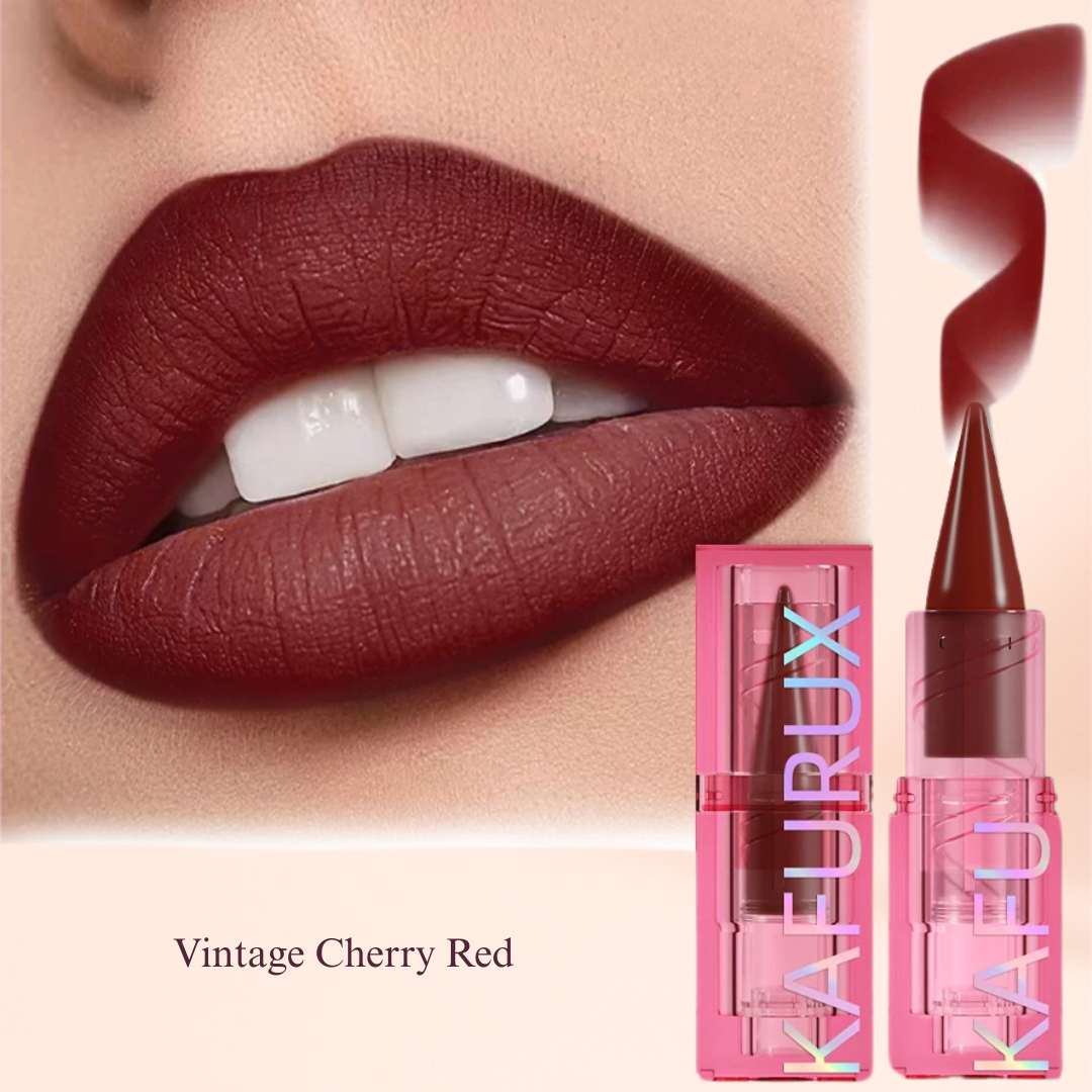 Vintage Cherry Red KAFURUX lipstick pen – long wear matte red for bold lips